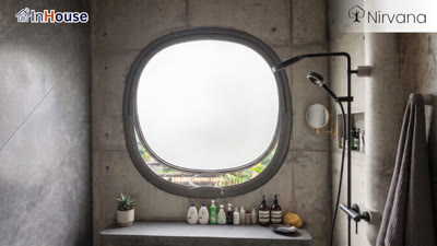 ประตูบานหมุน · Pivot Door — InHouse Smart Film + Smart Glass