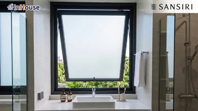 หน้าต่างบานกระทุ้ง · Top-hung Window — InHouse Smart Film + Smart Glass