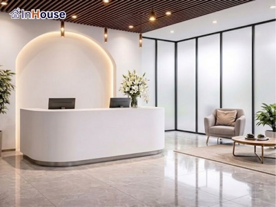 Hotel Lobby Reception ฟิล์มไฟฟ้า Smart Film กระจกฝ้าไฟฟ้า Smart Glass · Pullman · Dusit · InHouse