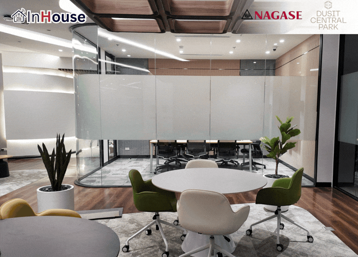 ติดตั้งฟิล์มไฟฟ้า Smart Film แบบ Center Strip ช่วงกลาง — Nagase Multiple Meeting Rooms
