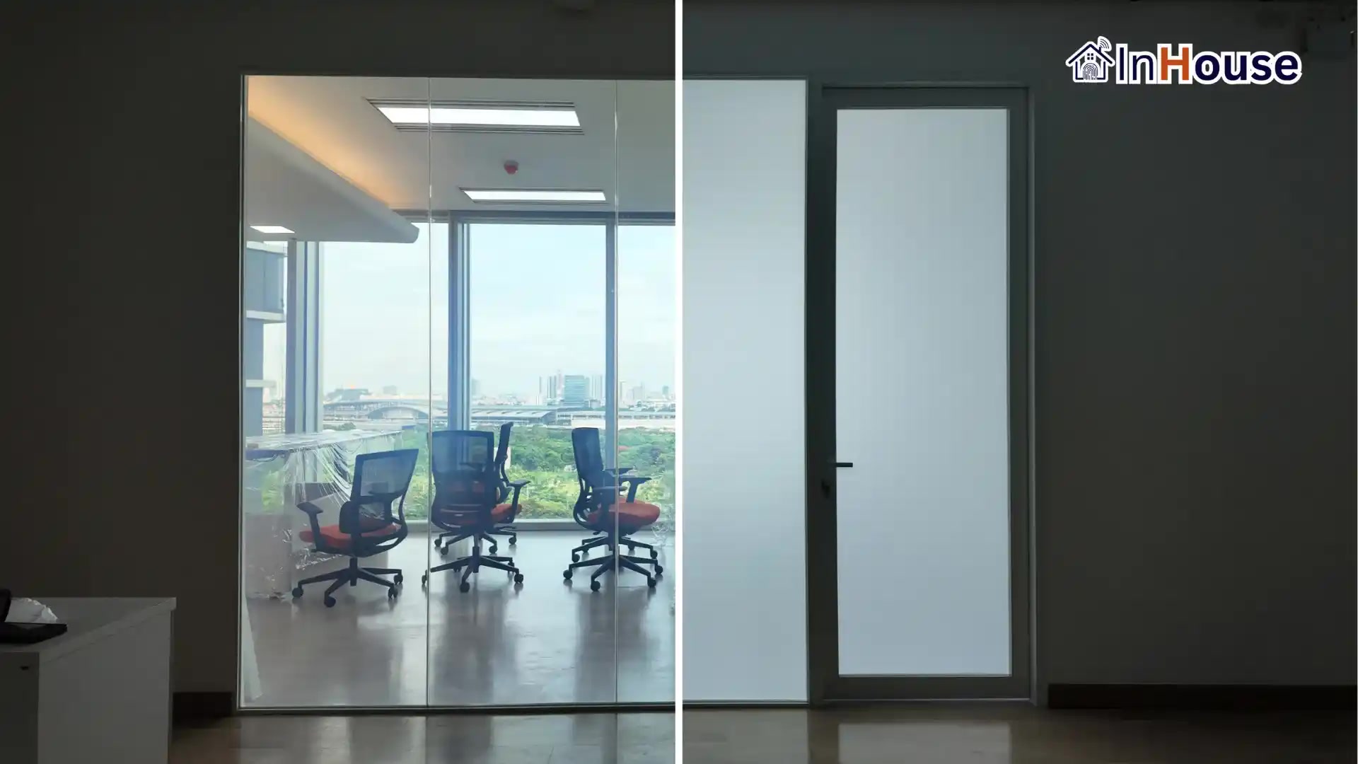 ผลงานติดตั้งฟิล์มไฟฟ้า Smart Film · BTS Visionary – Meeting Suite · โดย InHouse