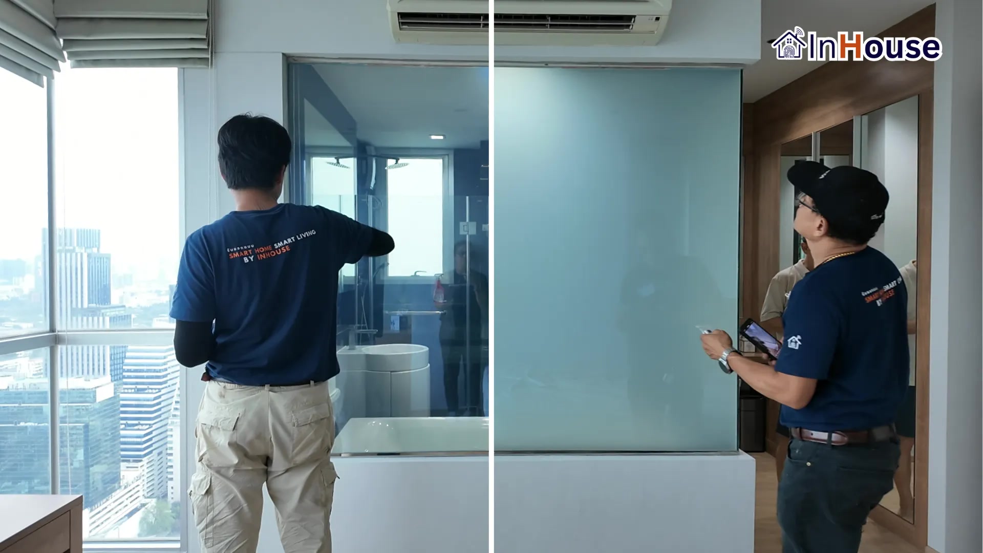 ผลงานติดตั้งฟิล์มไฟฟ้า Smart Film · คอนโดพัทยา – ยกระดับห้องน้ำ Sexy Bathroom · โดย InHouse